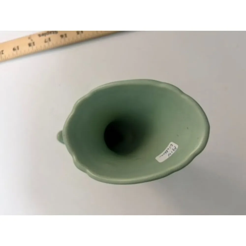 vtg.  Sea Green Weller Dogwood Horn Cornucopia Vase